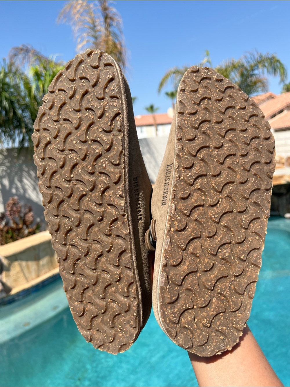 Birkenstock Taupe Suede Backstrap Clogs - Picture 5 of 6
